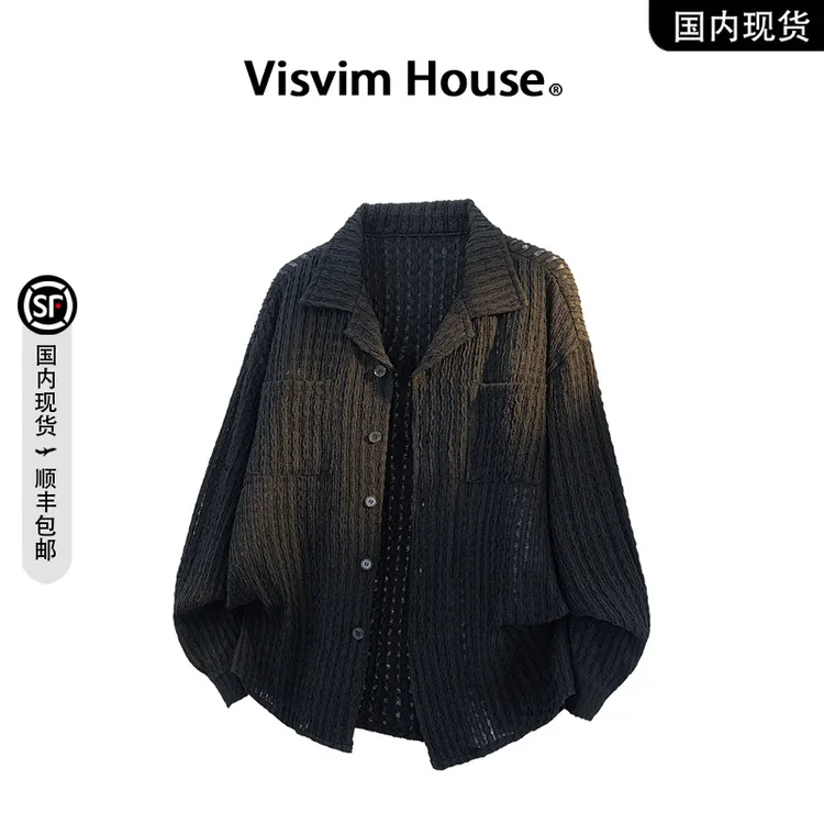 【品牌现货撤柜】VISVIM WINGS秋季新款老钱风镂空长袖衬衫外套男士