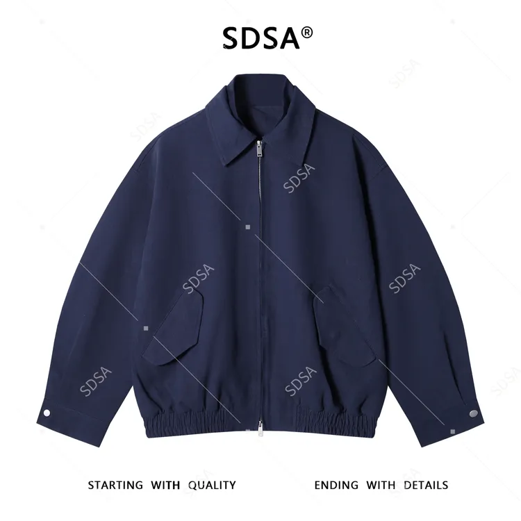 SDSA男士秋冬新款痞帅男装翻领宽松复古外套拼接设计感百搭上衣