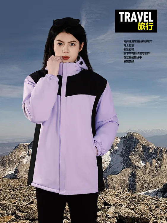 冬季加绒棉服女加厚休闲夹克耐磨御寒冲锋衣防风棉服女男士厚棉袄