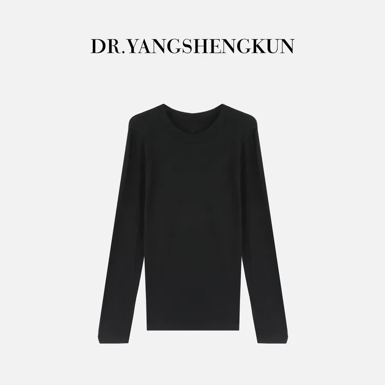 杨圣坤2025新品纯棉简约百搭纯色休闲圆领长袖T恤女S82593032