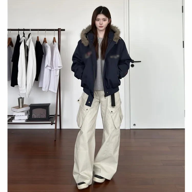 美式hiphop复古刺绣徽章座山雕棉衣外套男冬季加厚保暖夹克棉服