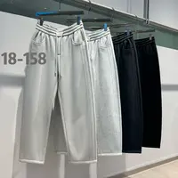 秋冬新款Q感空气层复奥利绒弯刀裤男士加绒裤子158#