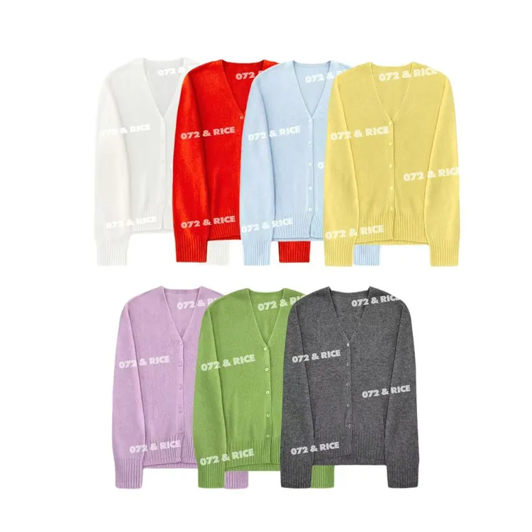 072 & RICE【彩色羊开衫】100羊毛 秋季休闲V领针织开衫 A-32ZS09