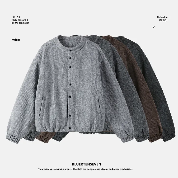 羊毛呢子立领简约冬季宽松显瘦棉服加厚外套