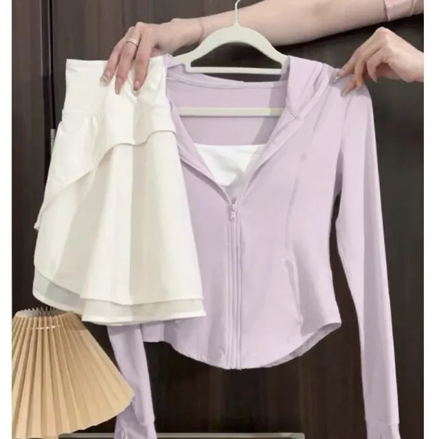 冰丝防晒衣女款新款夏季短款修身上衣瑜伽服显瘦运动