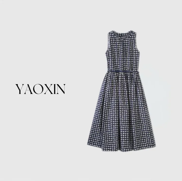 66YAOXIN | 蓝调波语 | 波点连衣裙印花无袖女士连衣裙Q194