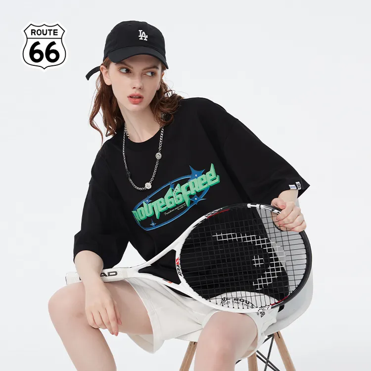 ROUTE66 情侣短袖T恤夏季潮流宽松体恤美式休闲男女同款断码清仓