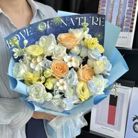 【夏天的风】11枝碎冰蓝喷色玫瑰3枝香槟玫瑰送男友女友送朋友生日礼物鲜花小时达同城花店配送上门七夕节