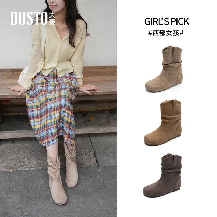 【博主同款】大东勃肯小短靴秋冬加绒流行靴子女款平底舒适女鞋0225