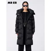 【小余专属】通勤百搭加厚中长款连帽羽绒服外套R4D04663