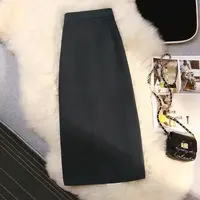 桑梓  原创简约百搭气质加绒半身裙1211