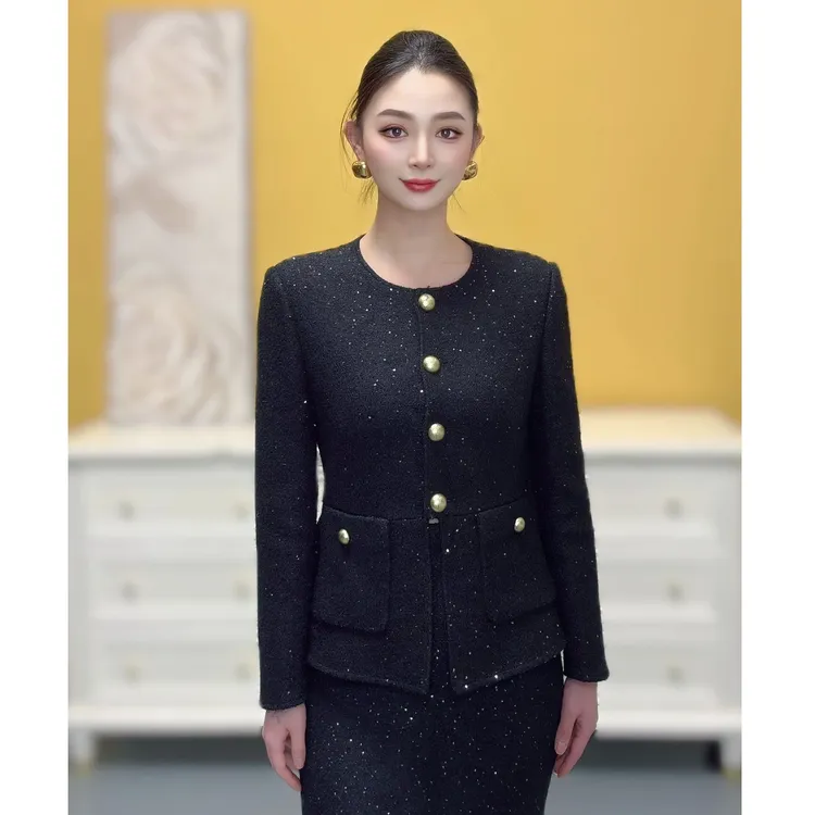 剀剀莉 秋冬季（coco小姐2.0）定制人丝绵羊毛圆领修身外套（0-15度）