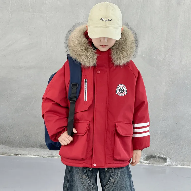 男童冬装外套加绒加厚2025新款秋冬中大童派克服儿童中长款棉衣潮