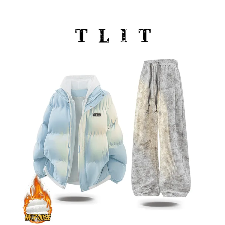 【品牌现货】TLIT加棉加厚外套男款秋冬季爆款棉服套装潮牌棉袄子