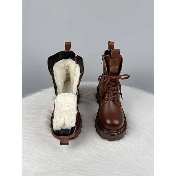 皮毛一体加厚羊毛雪地靴女2025冬季真皮加绒保暖棉靴厚底防滑棉鞋