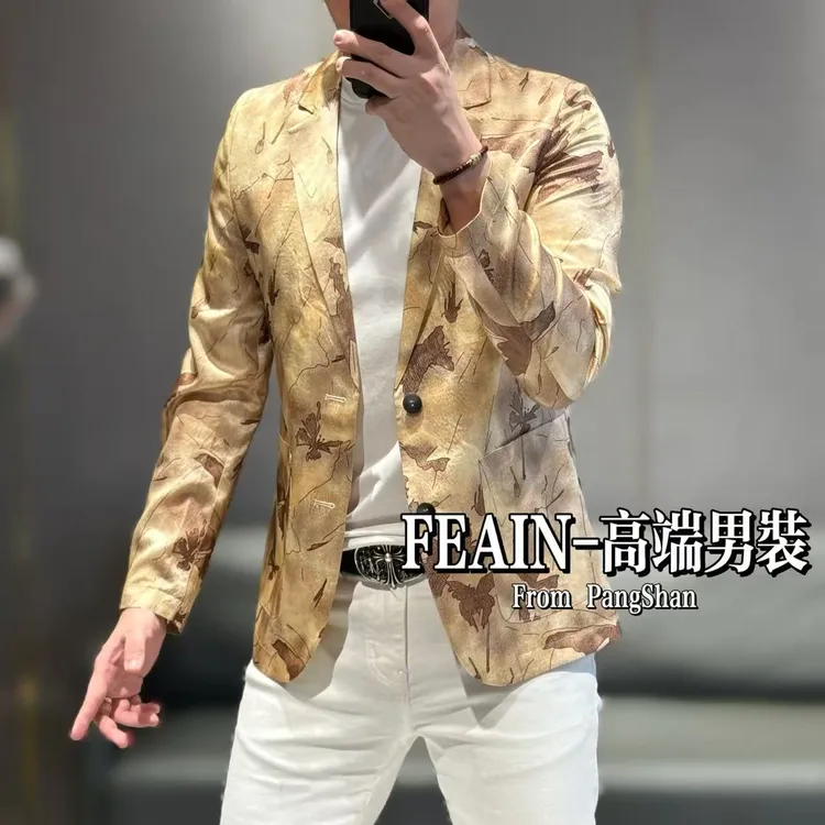 【100%真醋酸】高端定制丝滑轻薄蝴蝶扎染花纹工艺小西装68603