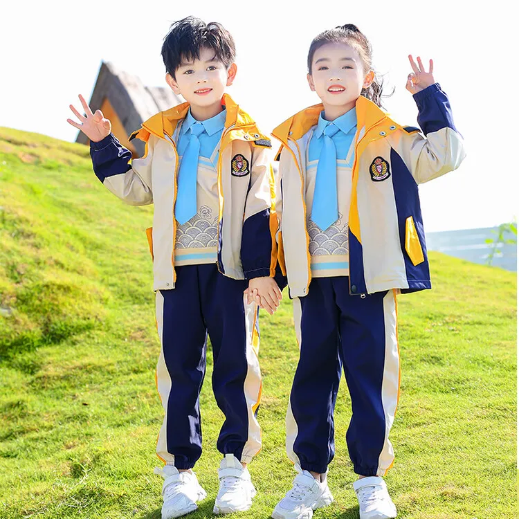幼儿园园服秋冬装冲锋衣冬季户外运动加厚加绒三件套中小学生校服