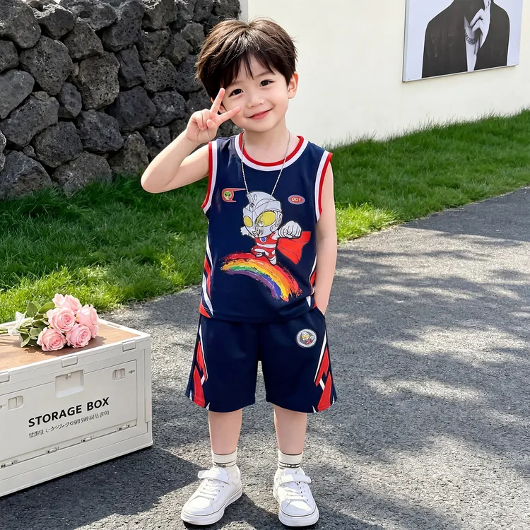 奥特曼儿童无袖套装2026新款小男童夏季背心潮酷衣服宝宝夏装薄款