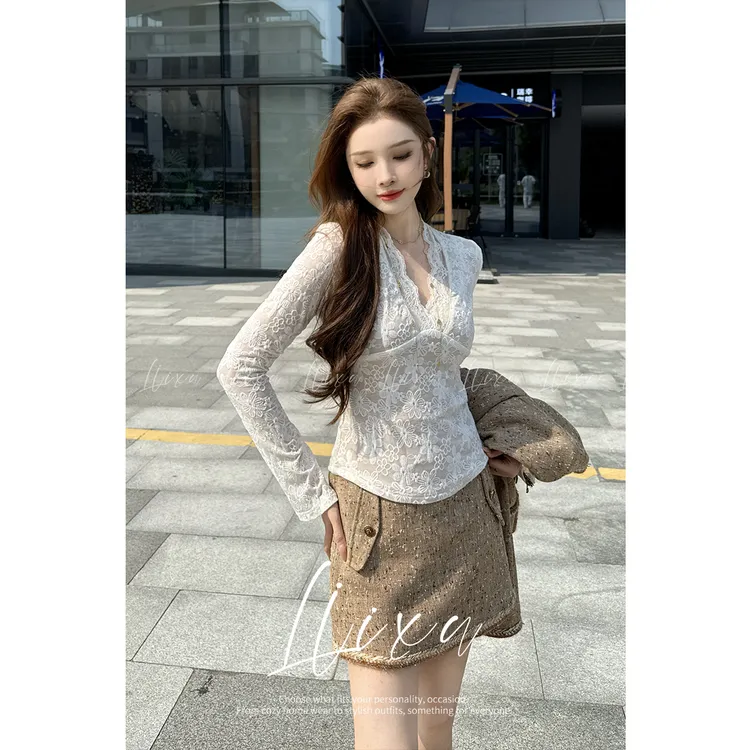 【小榆】早秋纯欲性感内搭长袖显瘦上衣内搭打底针织衫X53SYY6038