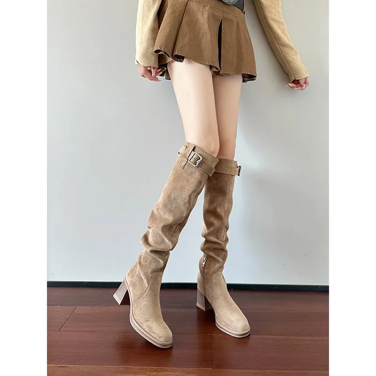 【官网小C&K旗舰店】女士高跟过膝靴2025秋冬新款女士修身靴厚底