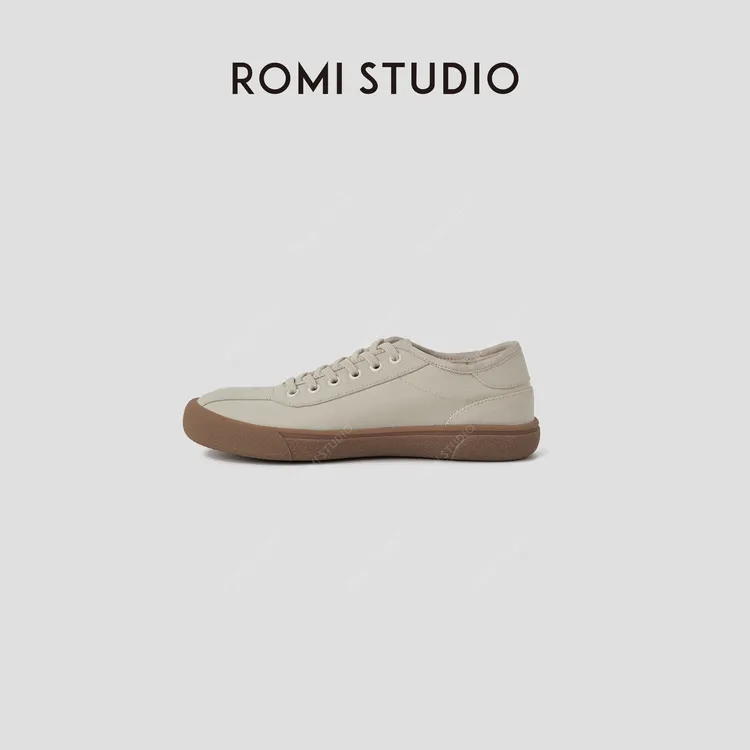 ROMI STUDIO“夏日休闲”极简风帆布低帮圆头平底休闲鞋 RWCRP33481