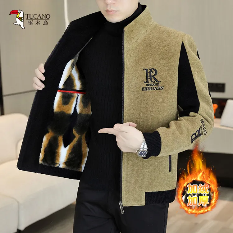 TUCANO/啄木鳥秋冬加绒时尚修身男士立领毛呢休闲加暖夹克2531