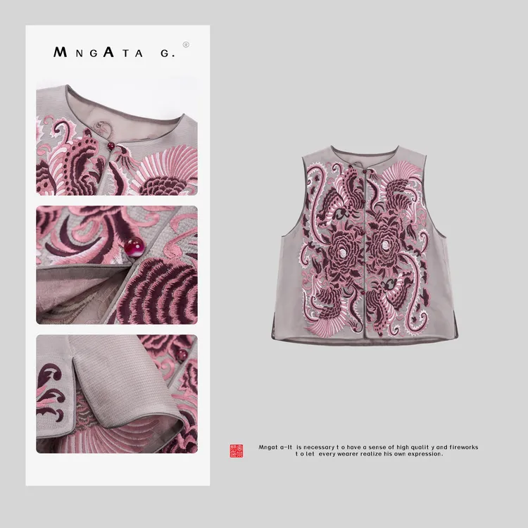 MNGATA G.宫小妍【苗绣·凤蝶舞】真丝夏日新中式中国风马甲5021805