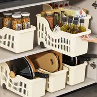 【三个装】多功能镂空厨房收纳盒橱柜调料置物架锅具零食收纳筐带轮