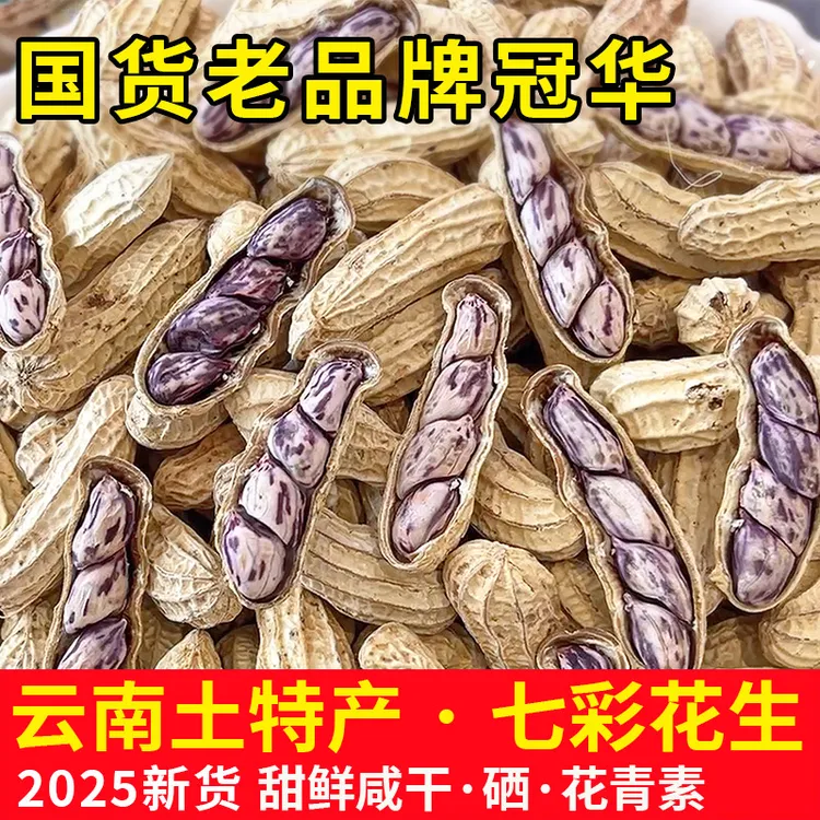 【新货】冠华七彩花生云南土特产甜鲜咸干带壳含硒野地花生中秋送礼