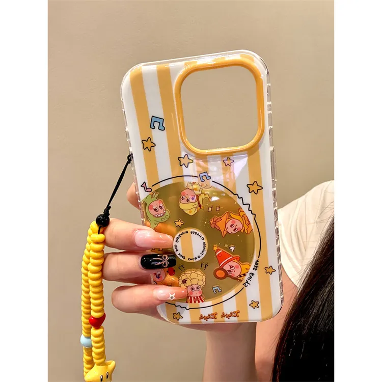 适用苹果iphone16promax条纹光碟15pro创意挂件14ins13初秋手机壳