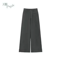 片断休闲裤女冬季新款高腰藏肉休闲气质通勤小个子针织阔腿裤