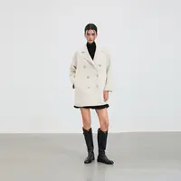 【S.DEER】圣迪奥女装冬季时尚都市风纯色西装领毛呢大衣S24482608