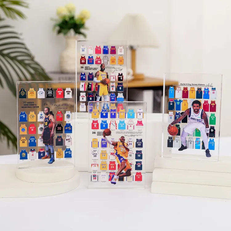 科比库里詹姆斯欧文篮球球衣亚克力砖透明水晶砖桌面摆件纪念品