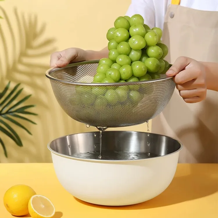 摩卡洗菜盆沥水篮304不锈钢洗米筛淘米盆洗水果沥水和面盆漏网