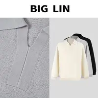 BIG林 早秋百搭长袖海鸥领休闲户外舒适翻领男士POLO衫M7029