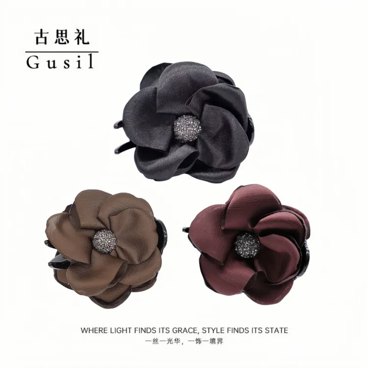古思礼【玫瑰花】韩系花朵时尚百搭显气质女2025新款全盘发丸子夹