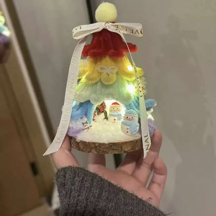 圣诞树扭扭棒材料包DIY手工制作雪人树洞发光小摆件圣诞节礼物cy