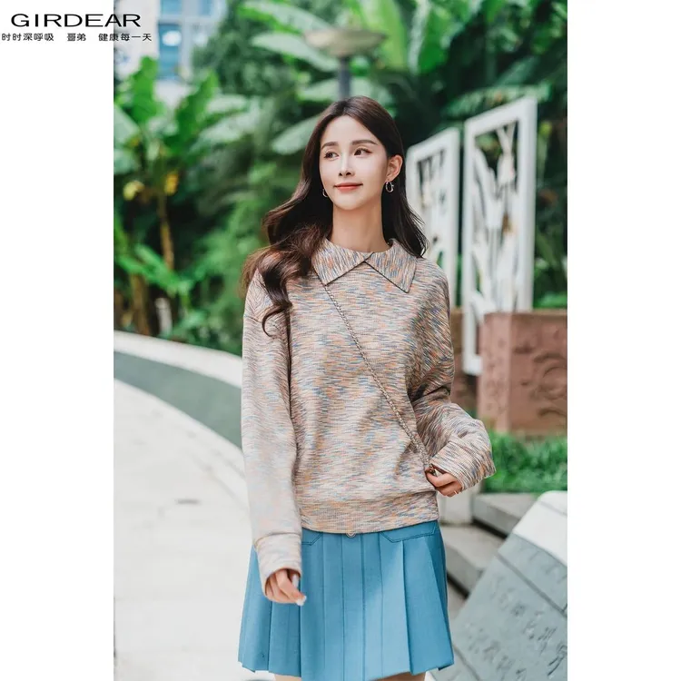 GIRDEAR/哥弟早秋新款时尚舒适复古百搭印花长袖上衣卫衣哥弟卫衣