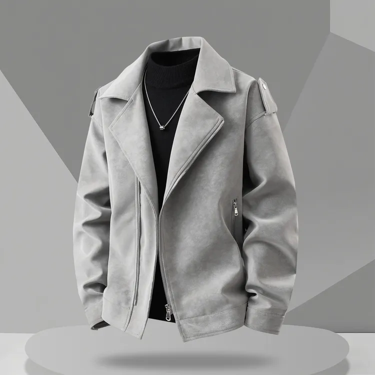 美式机车夹克男2025秋季新款高街潮牌痞帅皮衣拉链设计感宽松外套