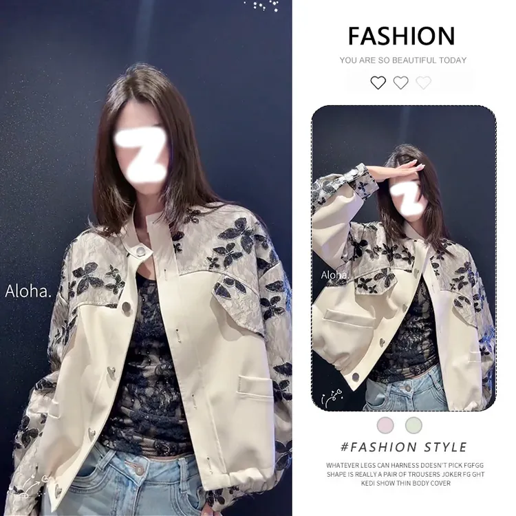 复古立领短款PU皮衣外套女士春秋新款小个子宽松显瘦百搭夹克上衣