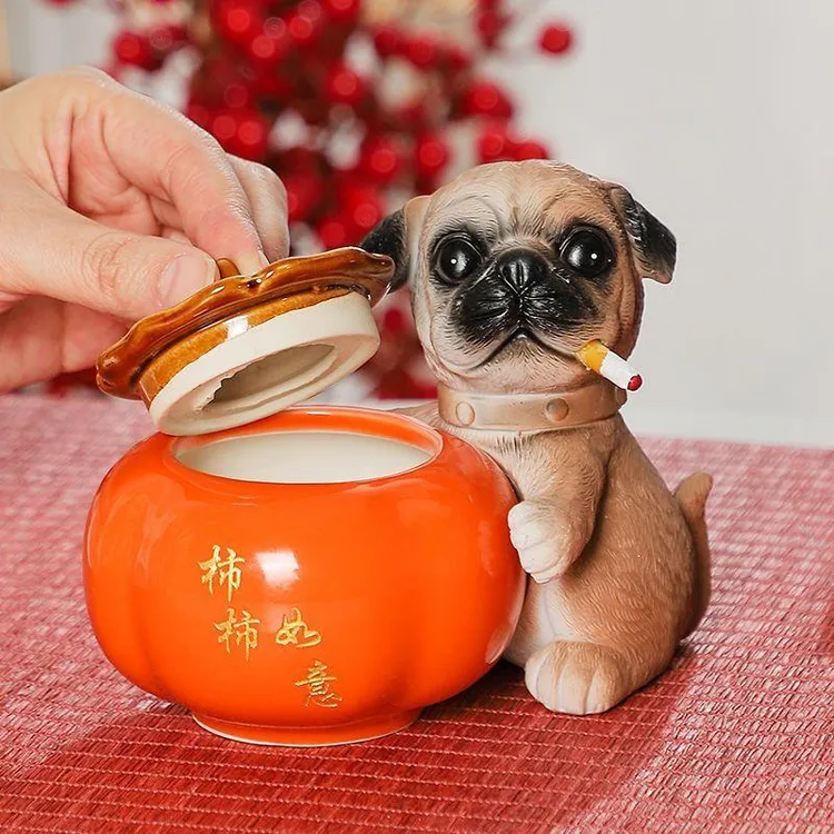 特价柿柿如意烟灰缸陶瓷缸时尚柿子个性创意家用客厅定制摆件新款