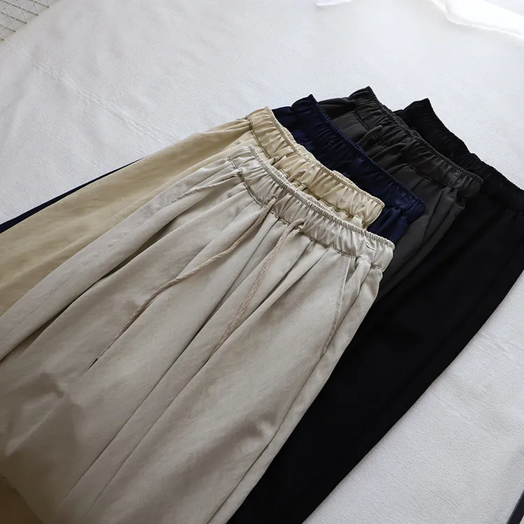 2025早春新品 韩系简约宽松显瘦阔腿裤女松紧腰休闲裤3洋气欧若风