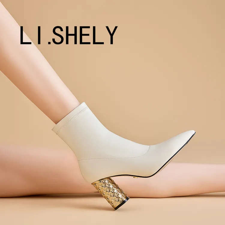 【8厘米】2025年秋冬不累脚高跟粗跟弹力瘦瘦靴高跟短靴高级感