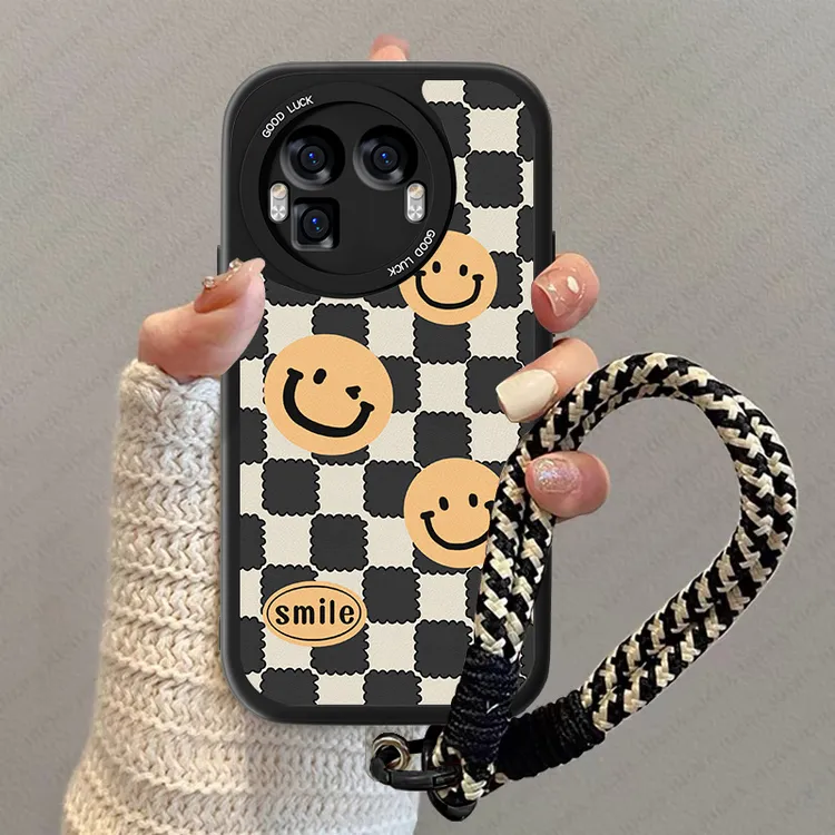 笑脸格子真我GT8pro手机壳男小羊皮realmegt8新款oppo简约全包套