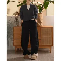 X【叭哒不惑】理想Pro 简约松紧腰高腰弯刀裤女显瘦百搭保暖棉裤