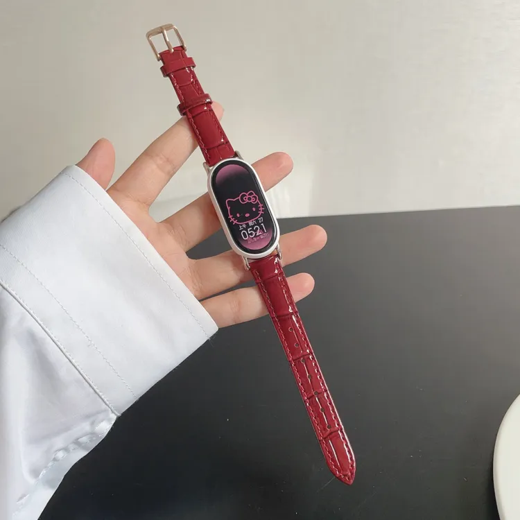 适用小米手环1098代表带小米9pro竹节皮纹8pro小牛皮小米手表S4代