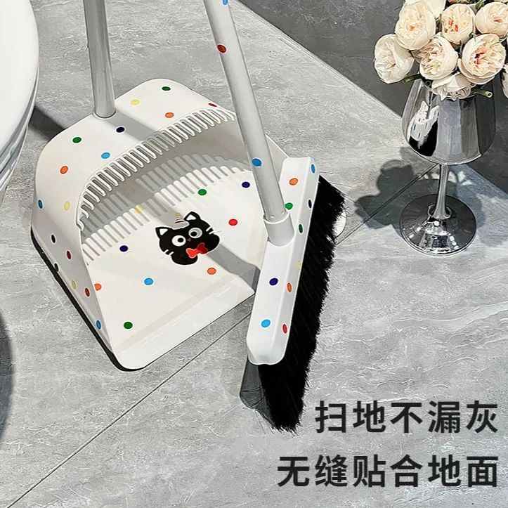 卡通猫波点带齿扫把簸箕套装组合家用新款扫帚刮水扫地不粘头发
