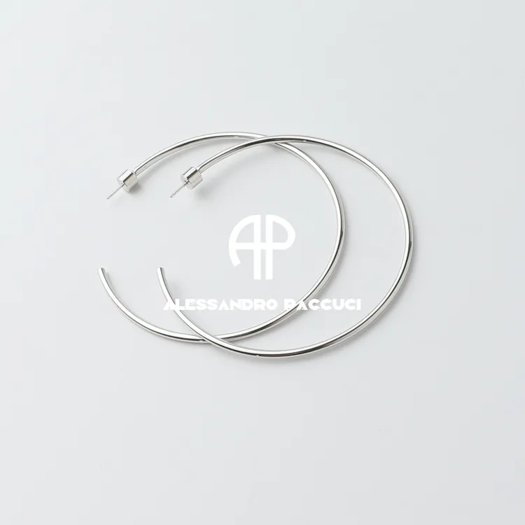 黄铜耳饰 AP洛哥53072EE 大C形银色简约素圈百搭时尚个性耳环