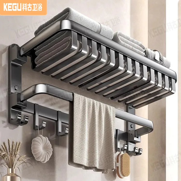 卫生间置物架免打孔吸盘壁挂式毛巾架网篮浴巾架浴室洗手间置物架