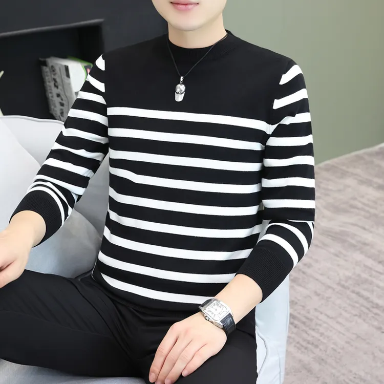 秋冬季男士圆领针织衫休闲衫百搭保暖上衣韩版潮牌舒适内搭打底衫